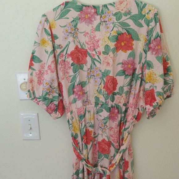 Old Navy Floral Dress with Green and Pink Accents  Wrap Blush English Rose - Picture 4 of 10